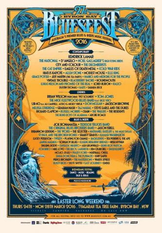 This image is a flyer for the Byron Bay Bluesfest which took place in Australia in 2016. Graham Nash is listed with many other artist